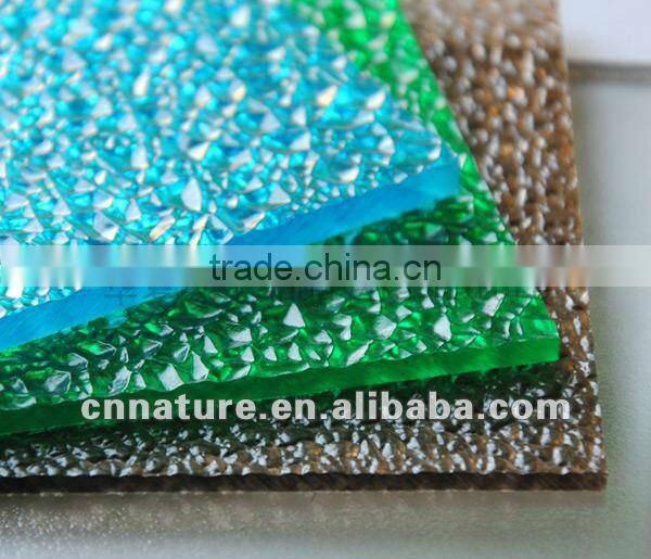 2mm light green and orange diamond polycarbonate embossed sheet