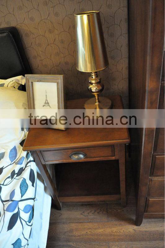 Concise Spanish style wooden bedroom nightstand