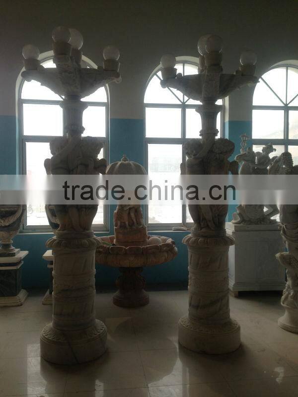 White Marble Lamp With Little Angel Statues