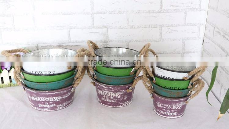 Galvanized artificial flower pot metal bouquet