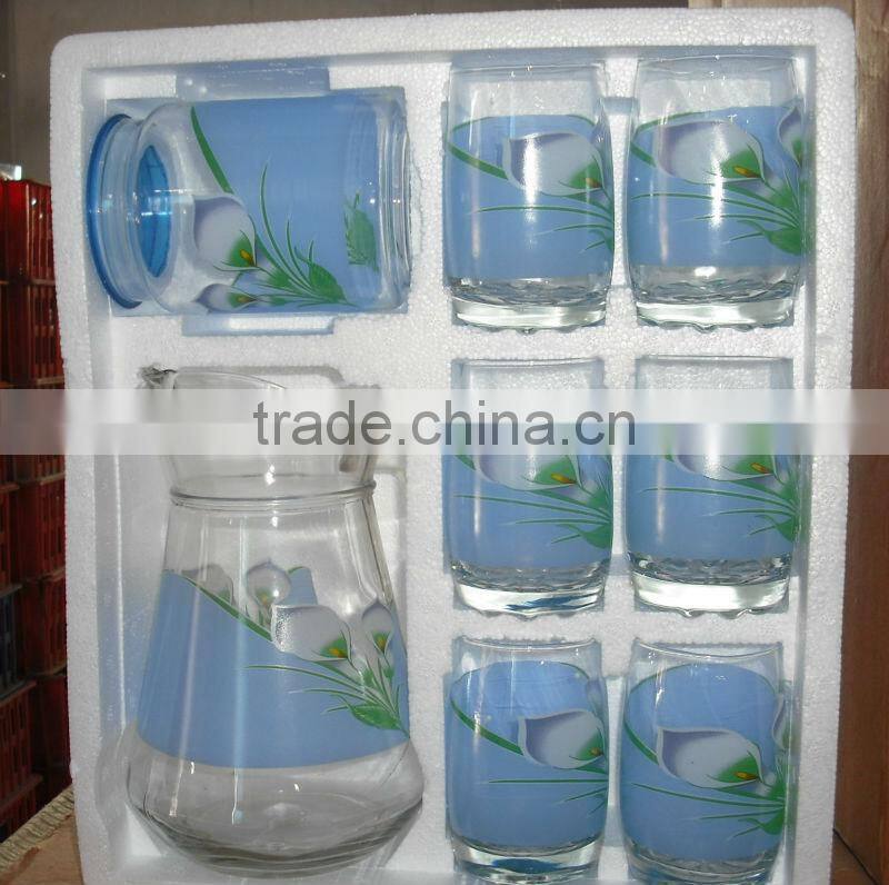 Popular glassware drinking set with decal for south American market