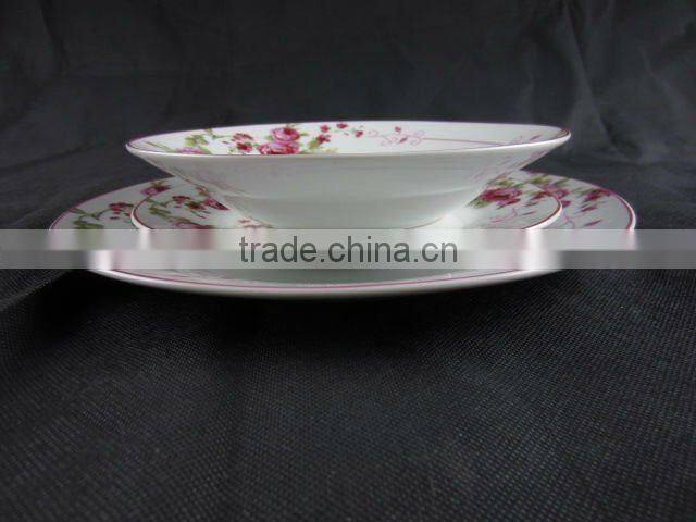 12 pcs dinnerware set with folower pattern decal