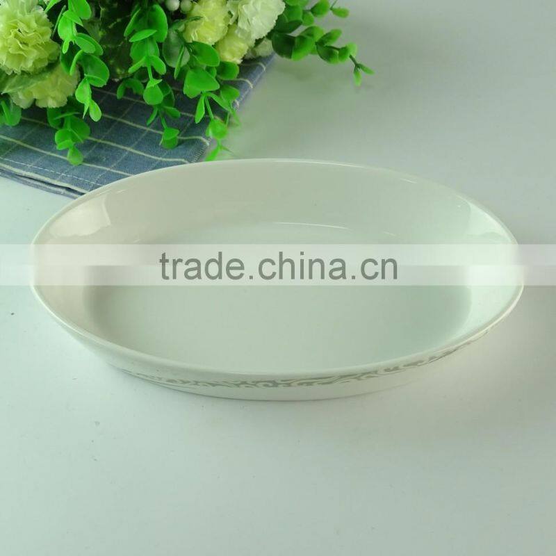 White Porcelain plate , Cheap Stocked Home used ceramic Oval plates for dinner