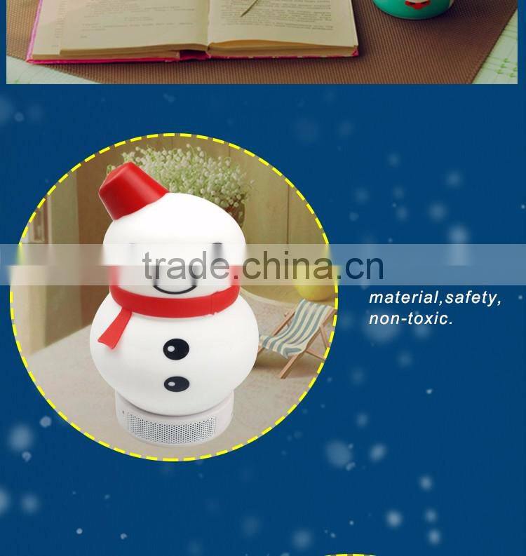 Christmas gift mini portable snowman shape bluetooth speaker with LED light