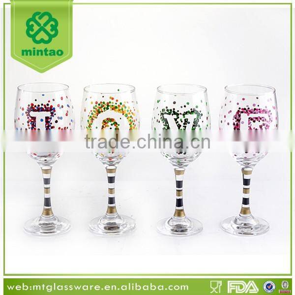 wedding party wine glass goblet with decal