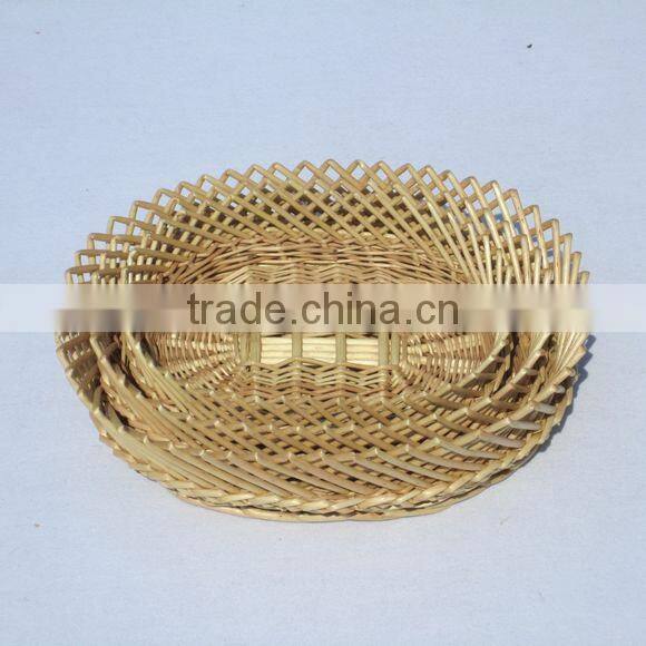 Willow Wicker Shallow Tray Basket with holder
