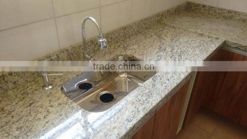 Light Santa Cecilia Granite Kitchen Countertop Design