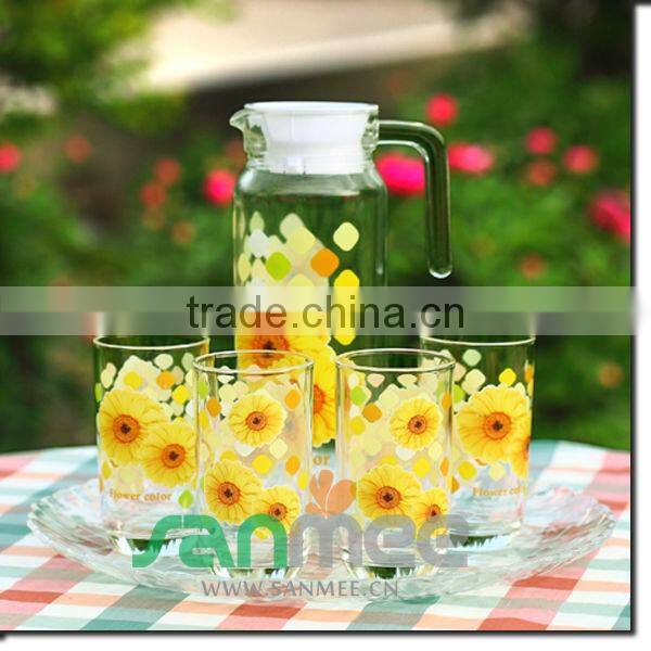 Home Decorative Glass Drinking Sets Big Jar Glass Water Sets