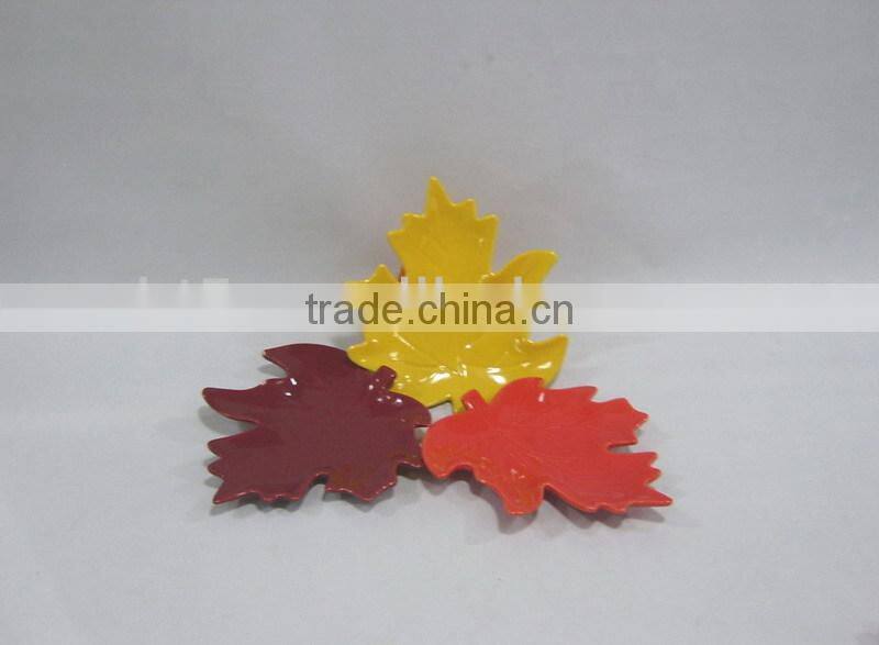 cheap glazed ceramic leaf plate dish