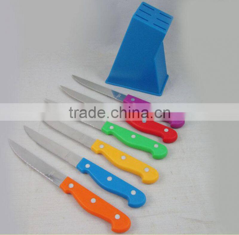 6pcs Plastic Handle Stainless Steel Steak Knife