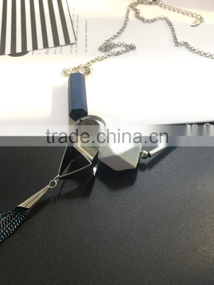 assorted geometric beads chain necklace long chain tassel necklace