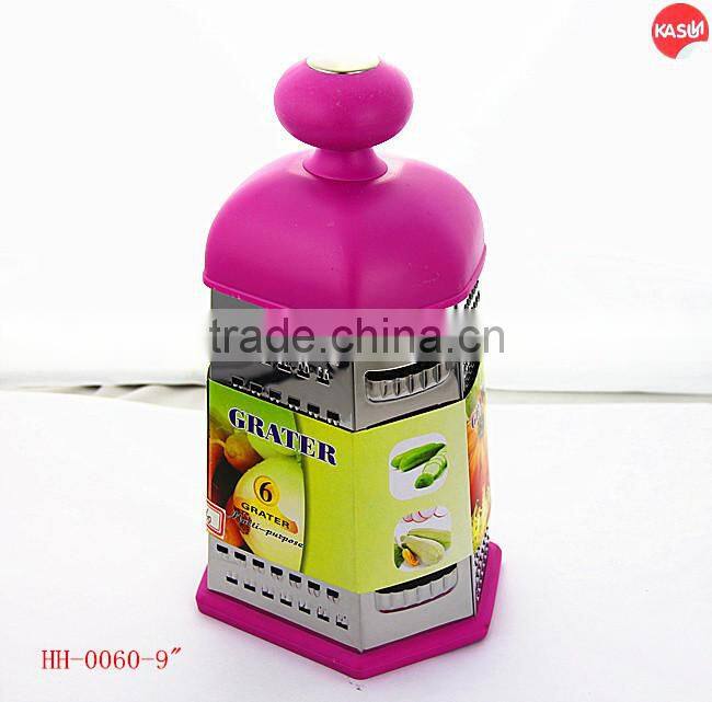 High quality stainless steel 9 inch 6 side grater with gold ingot handle HH0059