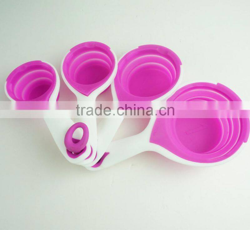 16128 SILICONE MEASURING CUPS SET CUP SPOON KITCHEN TOOL COLLAPSIBLE BAKING COOK