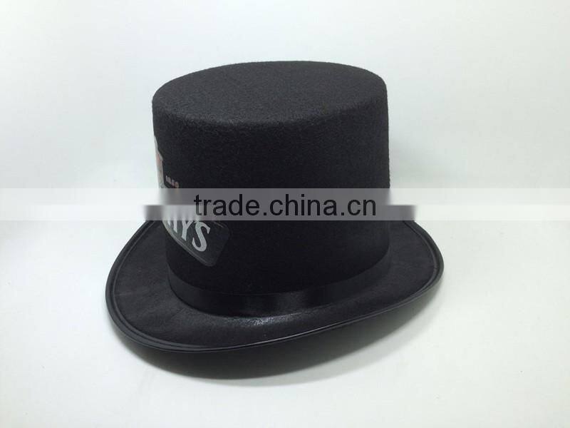 Custom black round top hat and magic cap with printing