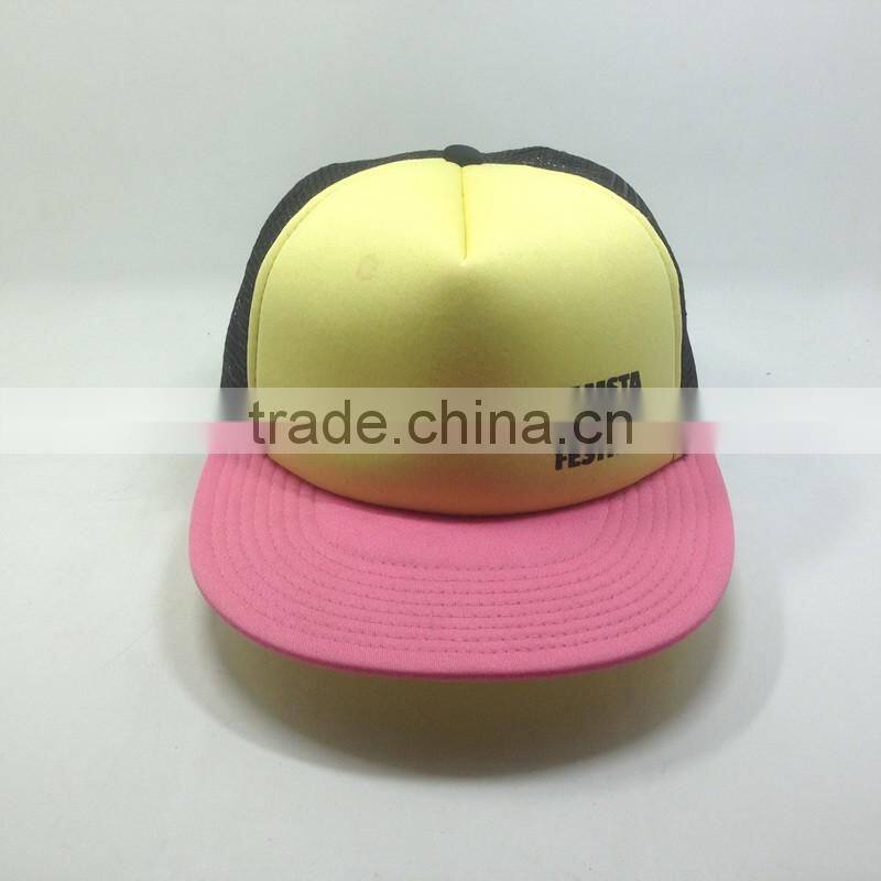 Custom Trucker Style Snapback Caps Sponge Mesh Cap With Printed