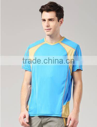 2017 Casual 100%polyester micro v neck short sleeve mens t shirt