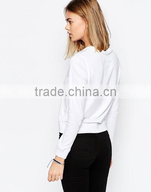 Best selling classic white crewneck print fleece sweatshirt