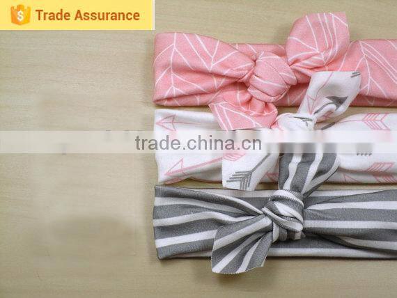 Chevron and polka dot baby girls cotton headband bowknot headwrap