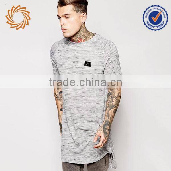Mens free promotional longline raglan t shirts with logo badge