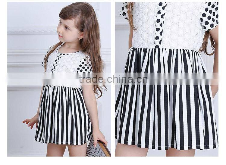 Summer New Fancy White & Black Polka Dot Frock Child Dress Baby Girls Dresses For 2-6 Years