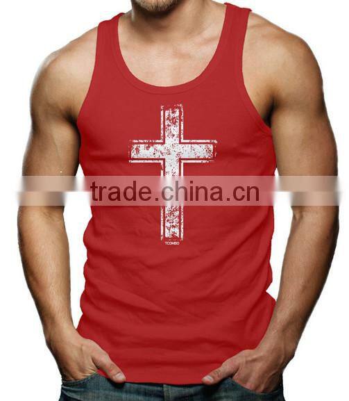 Alibaba china printing cotton wholesale mens custom gym stringer vest