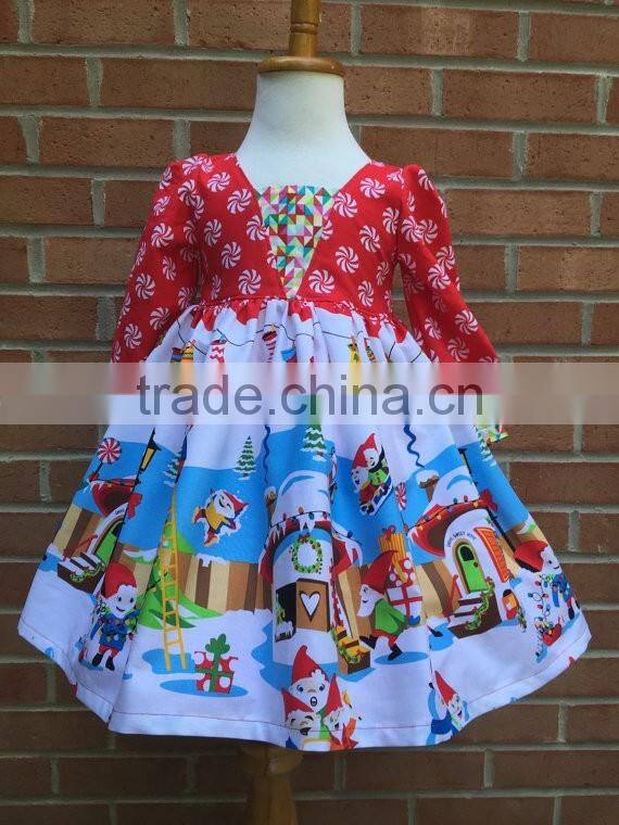 2017 New Born Baby Girls First Christmas Party Dress Kids Elf Holiday Party Dress