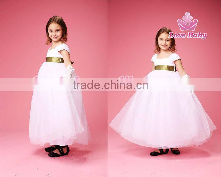 Baby Girls White Party Wedding Elegant Short Sleeves Maxi Dresses