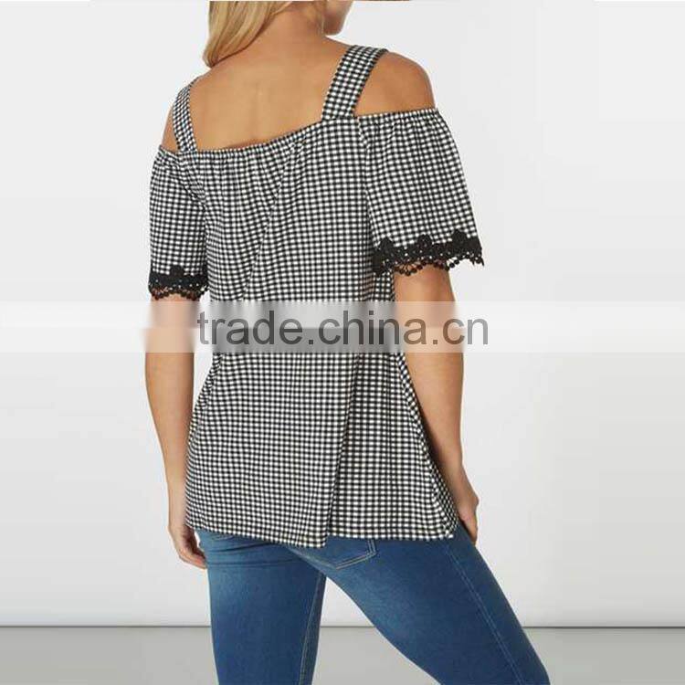 Wholesale Maternity Clothes With Monochrome Gingham Top Loose And Comfortable