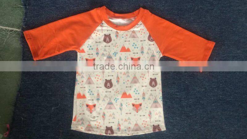 hot sale fox pattern kids baby 3/4 sleeve boys shirt