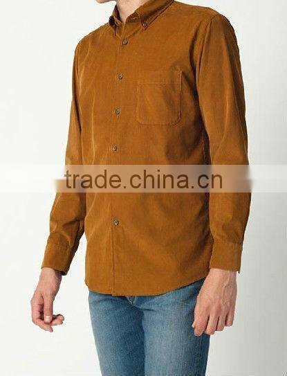 men's 100% cotton long sleeve button down corduroy casual shirt