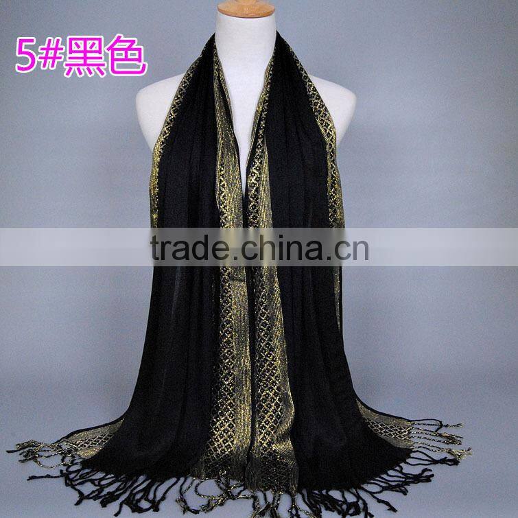 shiny long tassel muslim scarf/16 color muslim tassel scarf/islamic hot sell women hijab