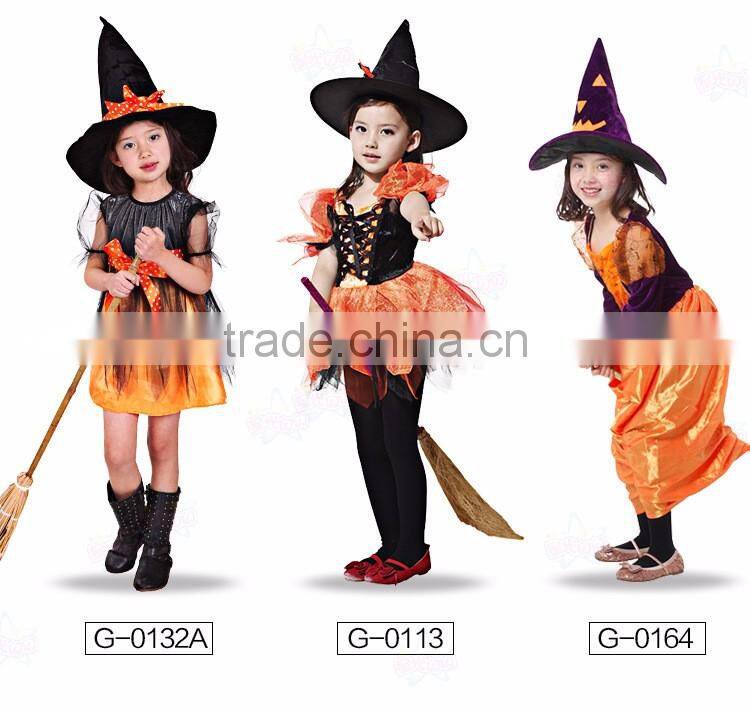 Hot sale short style halloween party women witch costume with witches hat