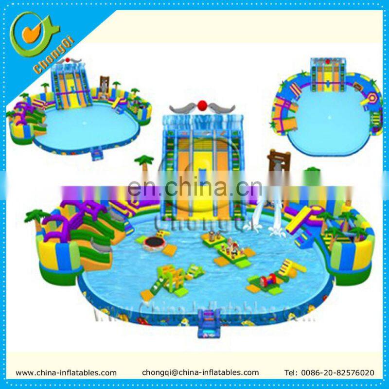 commercial inflatable giant water park with water slide and pool, water sports games price