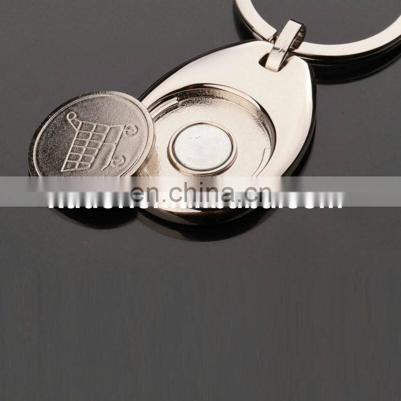 Supermarket metal shopping cart coin holder keychain
