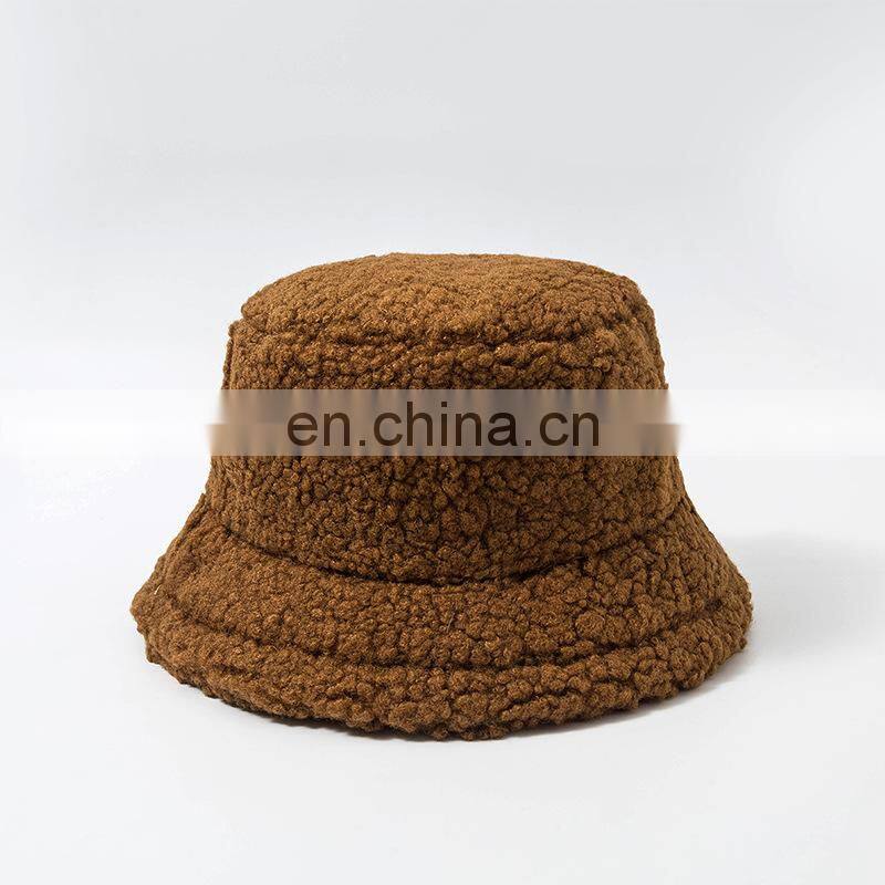 Women Hat Solid Artificial Fur Warm Female Faux Fur Winter Bucket Hat Autumn Winter Fashion Girl Outdoor Street Casual hats