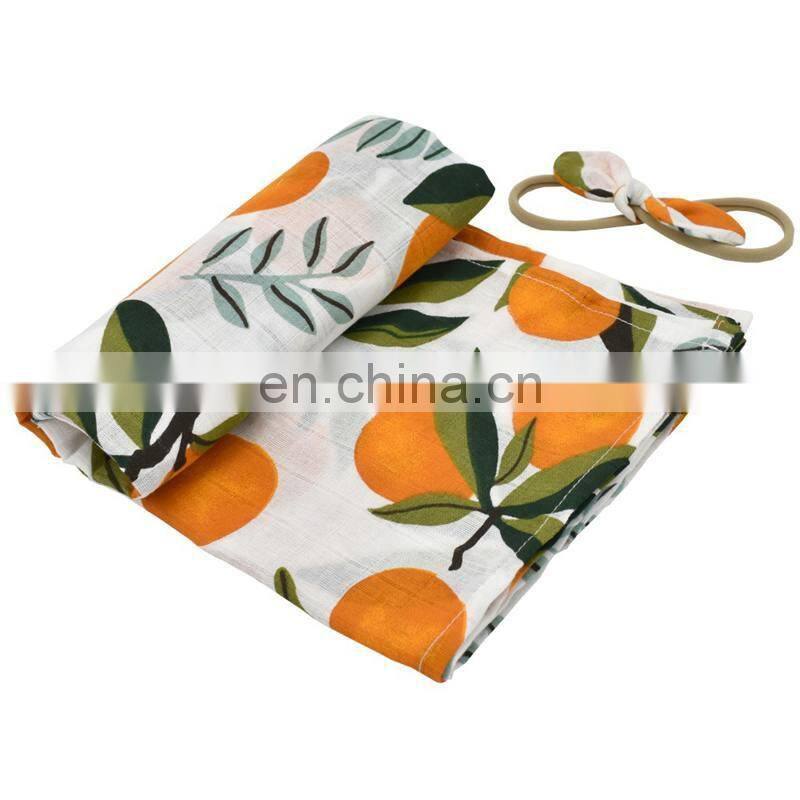 2Pcs Muslin Swaddle Blankets Headband Set Soft 100% Cotton Newborn Receiving Blankets Infant Swaddling Wrap Sleepsack