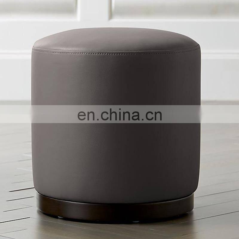 Manufacturer custom modern fabric round faux fur ottomans stool