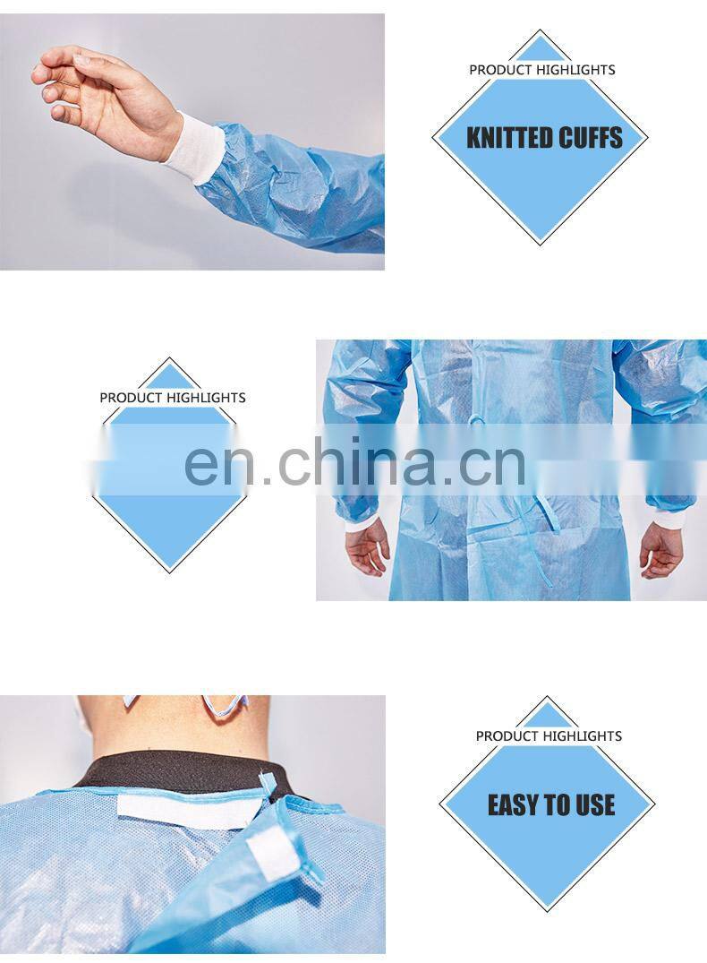 Yellow Gown Medical Hospital Isolation Gowns with cuff