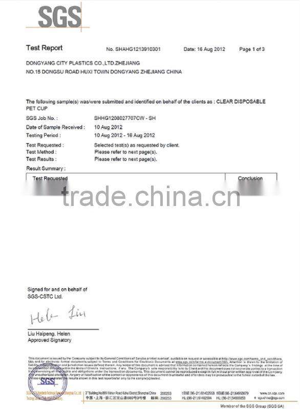 Super product, hot sale clear disposable plastic container for food package, supplied by the biggest factory for PET products