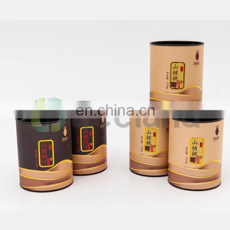 Custom Color Printing Paper Tube Packaging box melon seeds package with Tin Lid