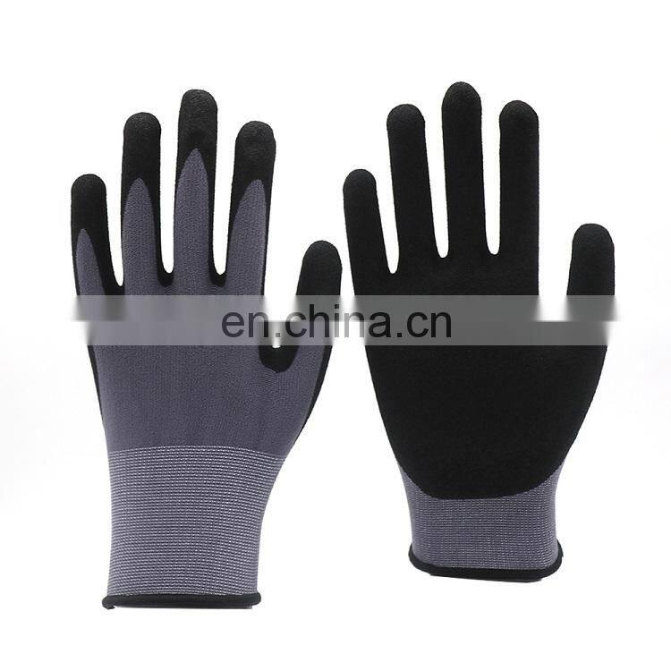 15 Gauge Nylon Nitrile Gloves Sandy Nitrile Work Gloves Nitrile Glove