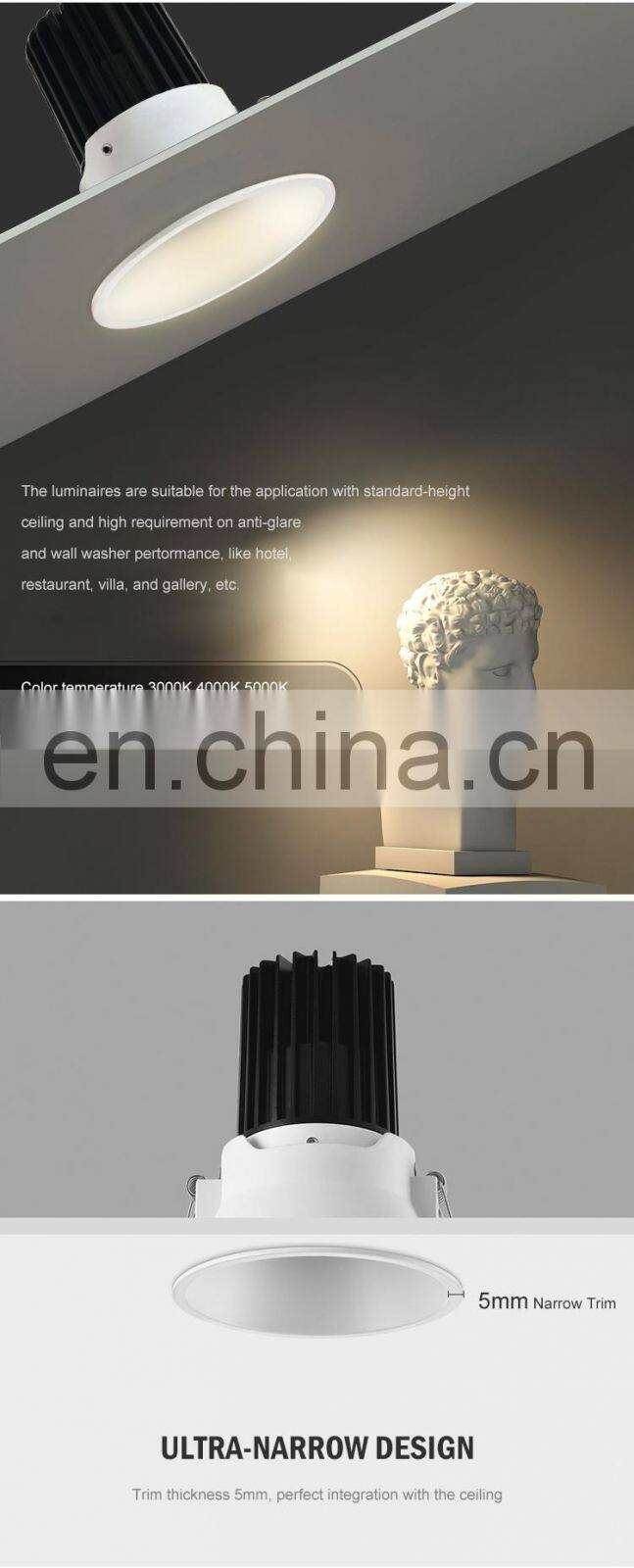 2022 Design Modern Round Sand White Ceiling Recessed Mount IP20 10Watt 12Watt 14Watt Led Downlight