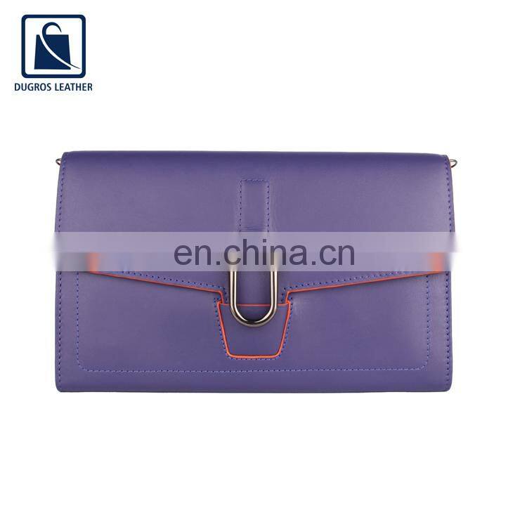 Best Quality Top Selling Luxury Fashion Style Polyester Lining Material Wholesale Genuine Leather Clutch for Women