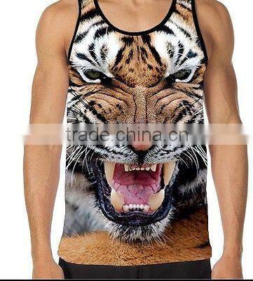 wholesale custom sublimated tank top factory,mens all over printed vest