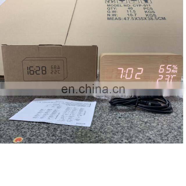 Rectangle Wood Wooden Led Desk Clock