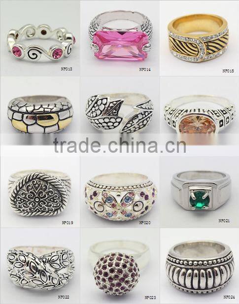antique artificial crystal ring,stainless steel ring