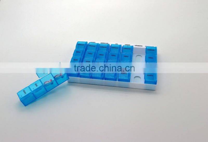 7 day 28 cases Plastic pill box with tray
