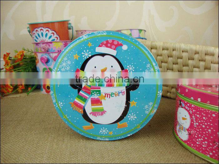 round metal gift tin box