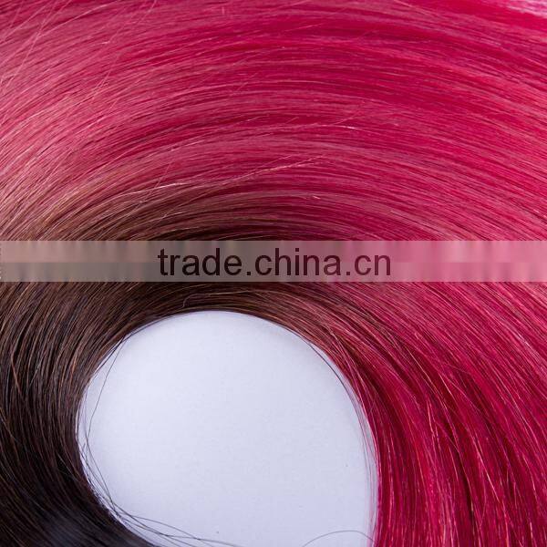 Ombre colored lace full head Russian Brazilian Indian remy human clip in hair extensions