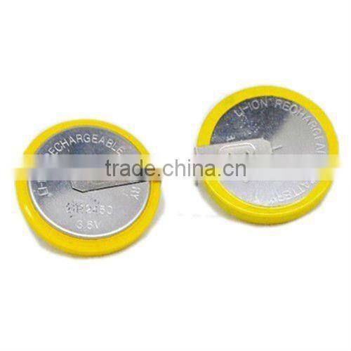 li ion 2450 litthium button cell with solder tabs lir2450 3.6v lithium ion button cell battery